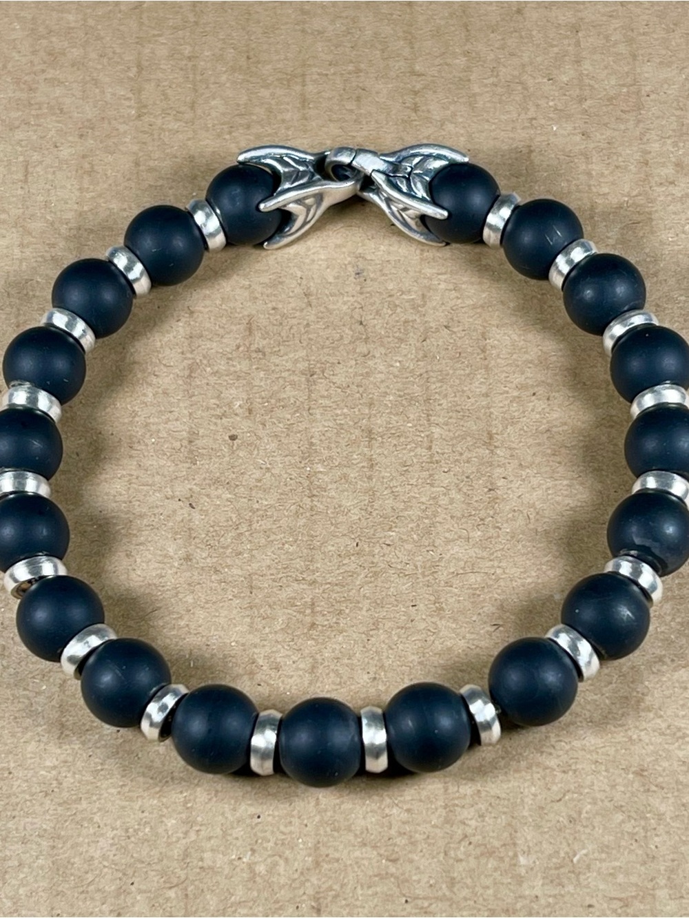 David Yurman spiritual beads bracelet sterling silver with black ónix, 8mm.